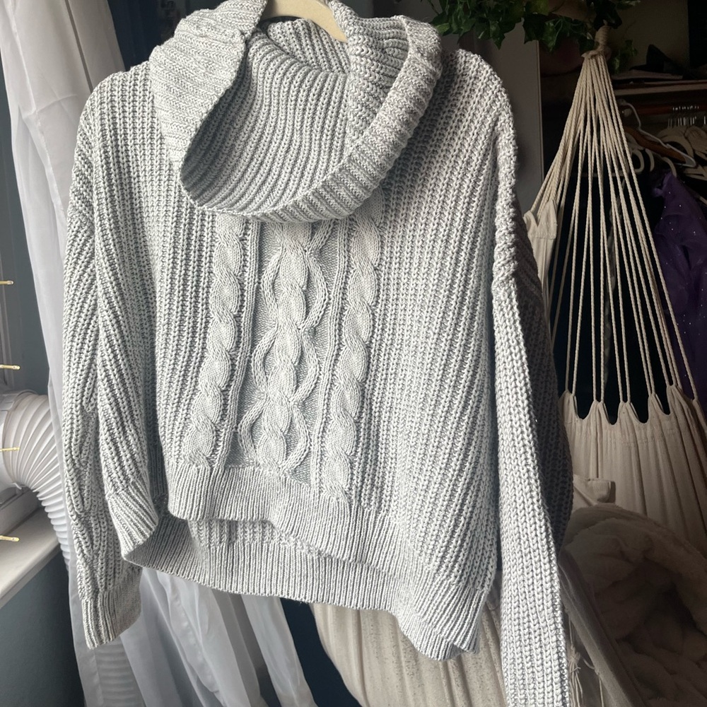 women’s small cozy cable knit turtleneck sweater